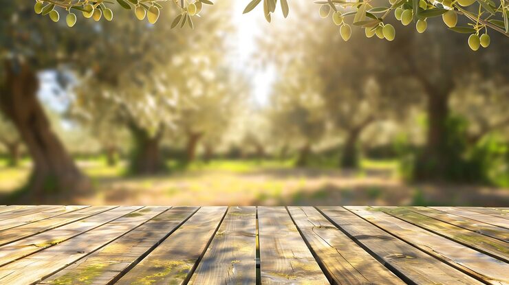 empty-wooden-deck-table-blurred-sunny-olive-garden-background-outdoor-mockup-generative-ai_1259709-89631